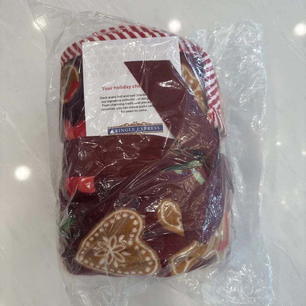 NEW Kringle Express 60x80 Gingerbread Holiday Throw Blanket Printed Border